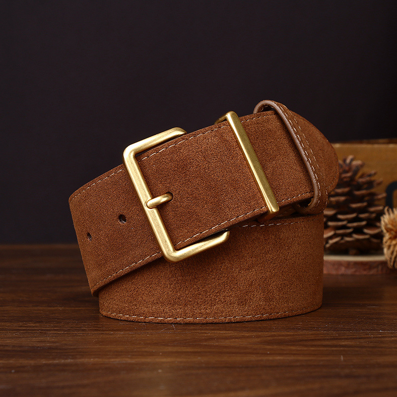 4.3cm Premium Suede Leather Belt for Men