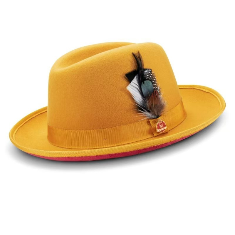 Classic Felt Fedora Hat with Feather Accent 