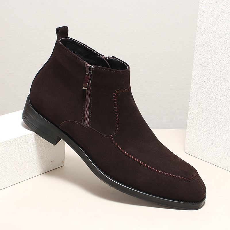 Quiet Opulence Men’s Suede Side-Zip Ankle Boots