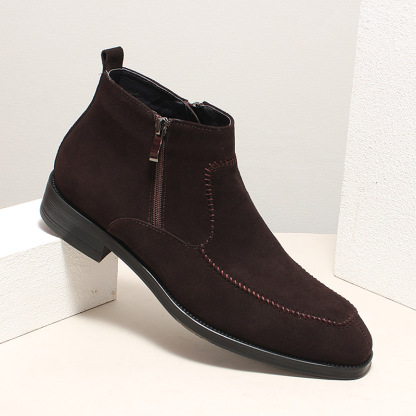 Quiet Opulence Men’s Suede Side-Zip Ankle Boots
