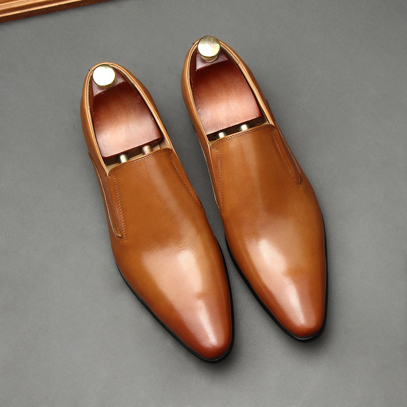 Men’s Leather Slip-On Dress Shoes – Brown Black Burgundy | Colinshoes