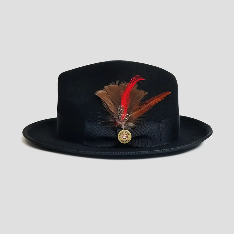 Classic Felt Fedora Hat with Feather | Vintage Gentleman Fedora | Colinshoes