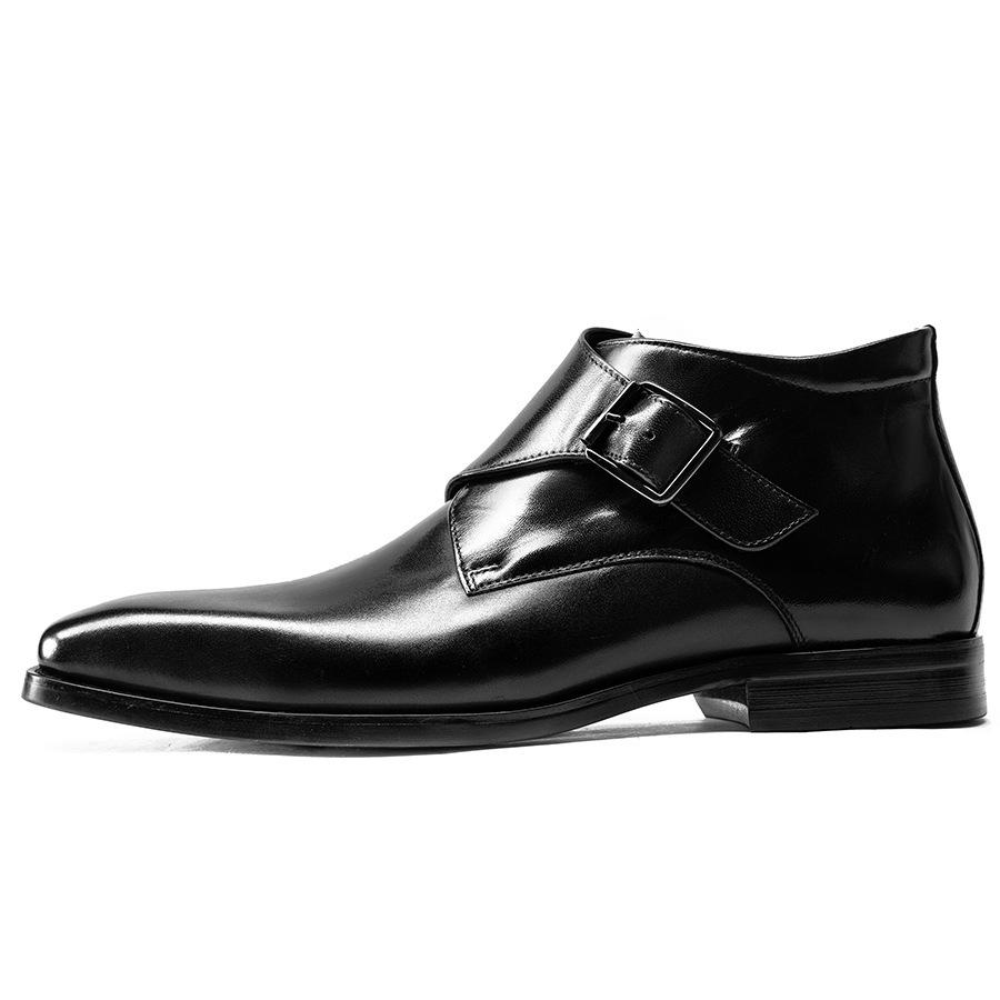 Understated Elegance Leather Monk Ankle Boots with Zippers
