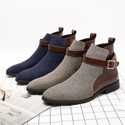 Slip-On Ease Suede-Leather Hybrid - Buckle Detail Boots-Colinshoes