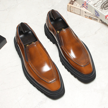 Stylish Men's Casual Leather Slip-On Shoes