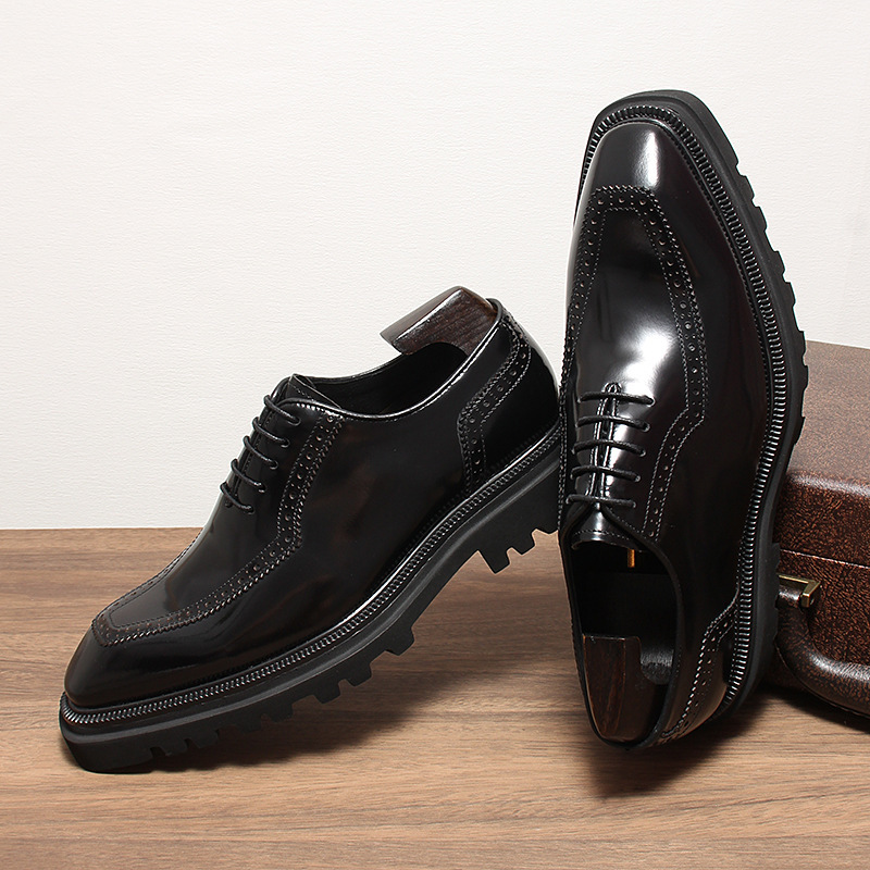 Hand-Patinated Wingtip Brogue Genuine Leather Shoes