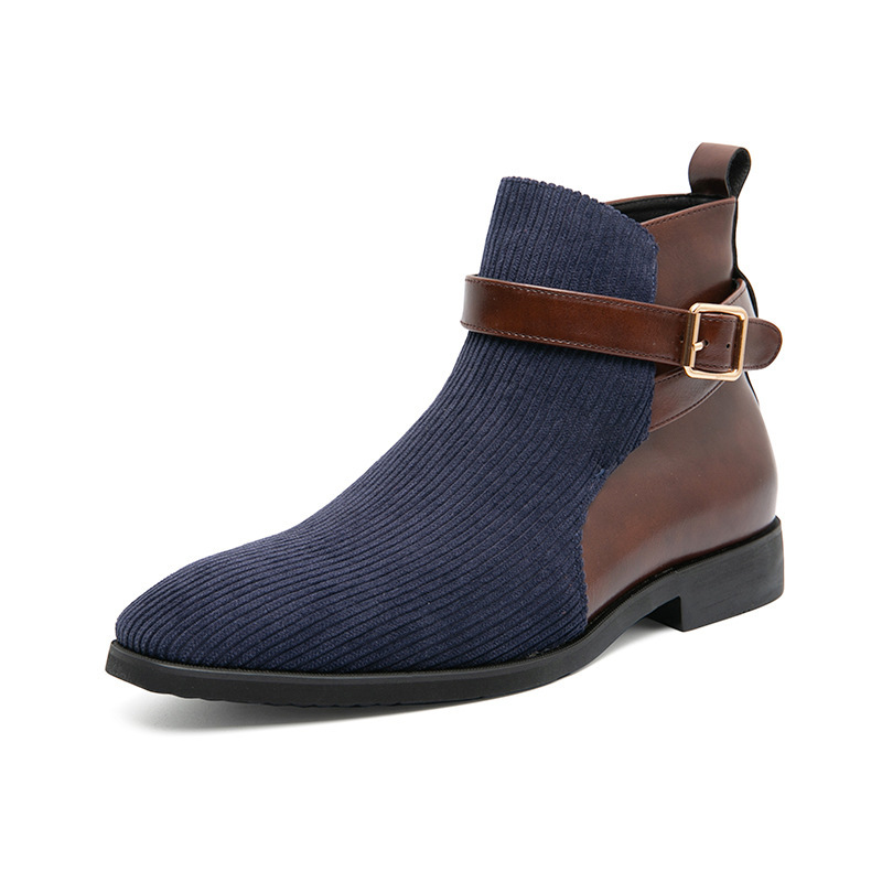 Slip-On Ease Suede-Leather Hybrid - Buckle Detail Boots-Colinshoes
