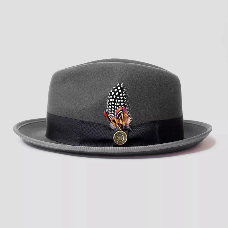 Classic Felt Fedora Hat with Feather Detail 58cm