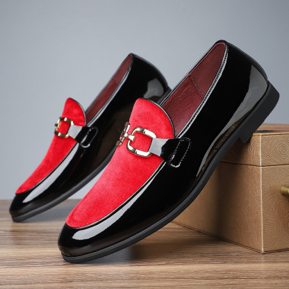 velvet vamp and polished black leather sides-Colinshoes