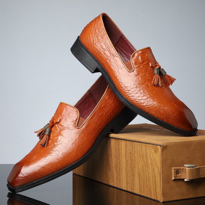 Budget Luxury Alligator Print Tassel Loafers-Colinshoes