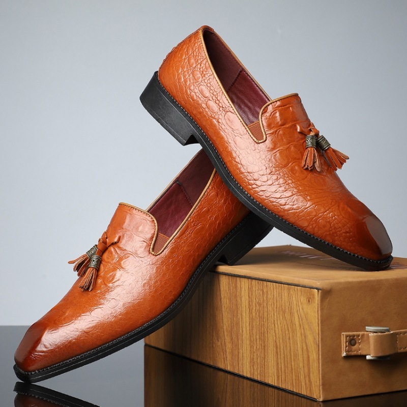 Budget Luxury Alligator Print Tassel Loafers-Colinshoes