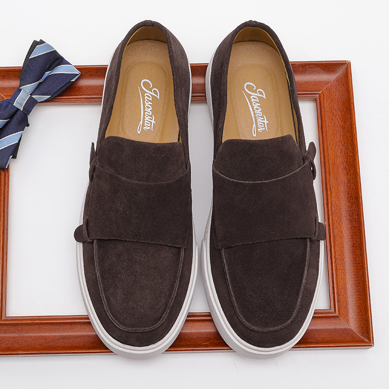 Men’s Suede Casual Loafers | Dark Brown & Camel Slip-On Shoes | Colinshoes