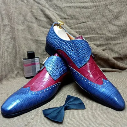 Quiet Luxury Two-Tone Exotic Monk Strap Shoes -Colinshoes