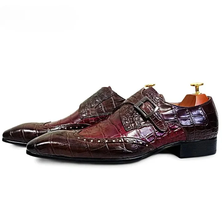 Quiet Luxury Two-Tone Exotic Monk Strap Shoes -Colinshoes
