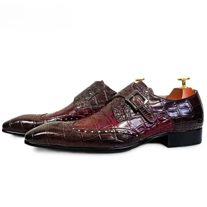 Quiet Luxury Two-Tone Exotic Monk Strap Shoes -Colinshoes