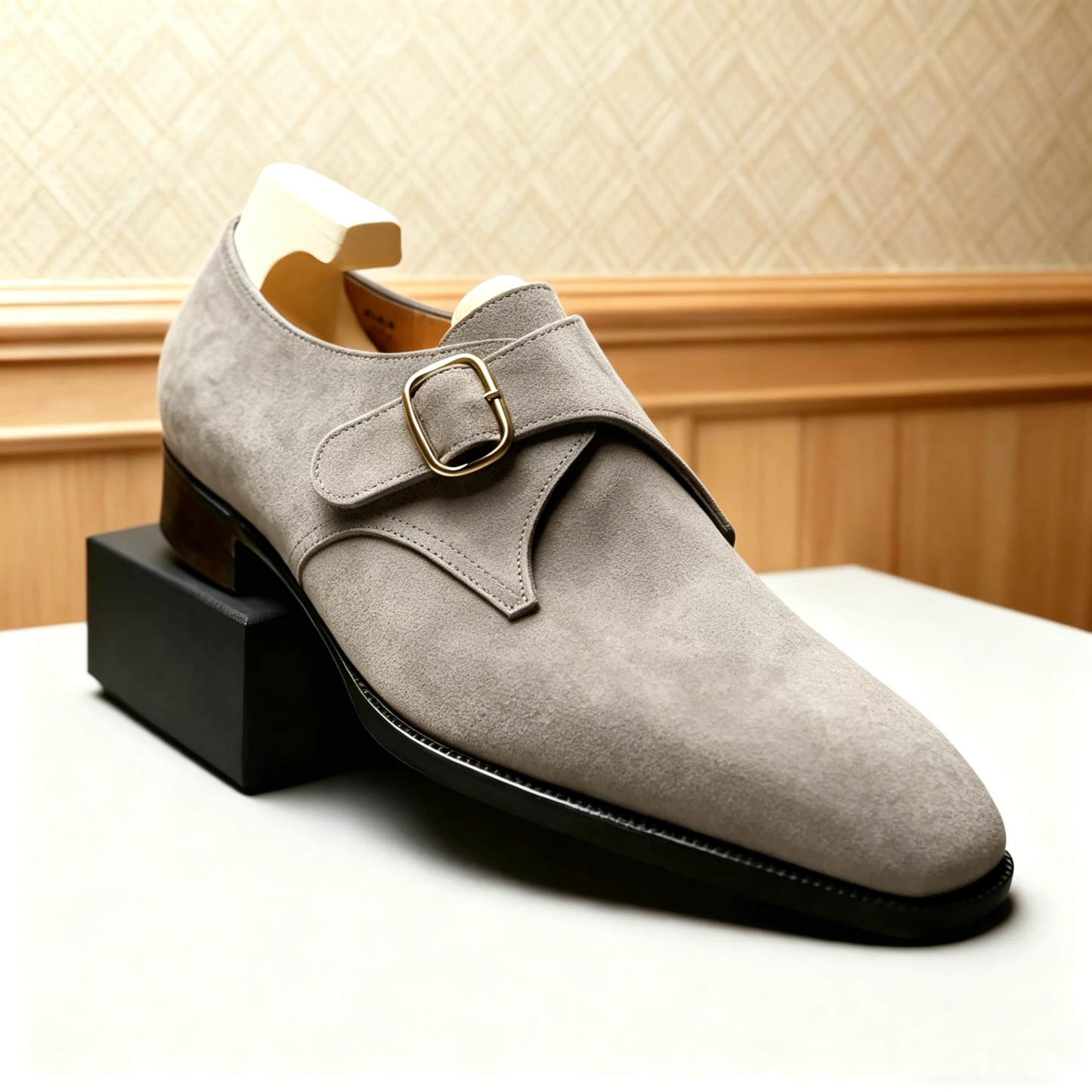 Classic Business Suede Single Monk Strap for Gentlemen