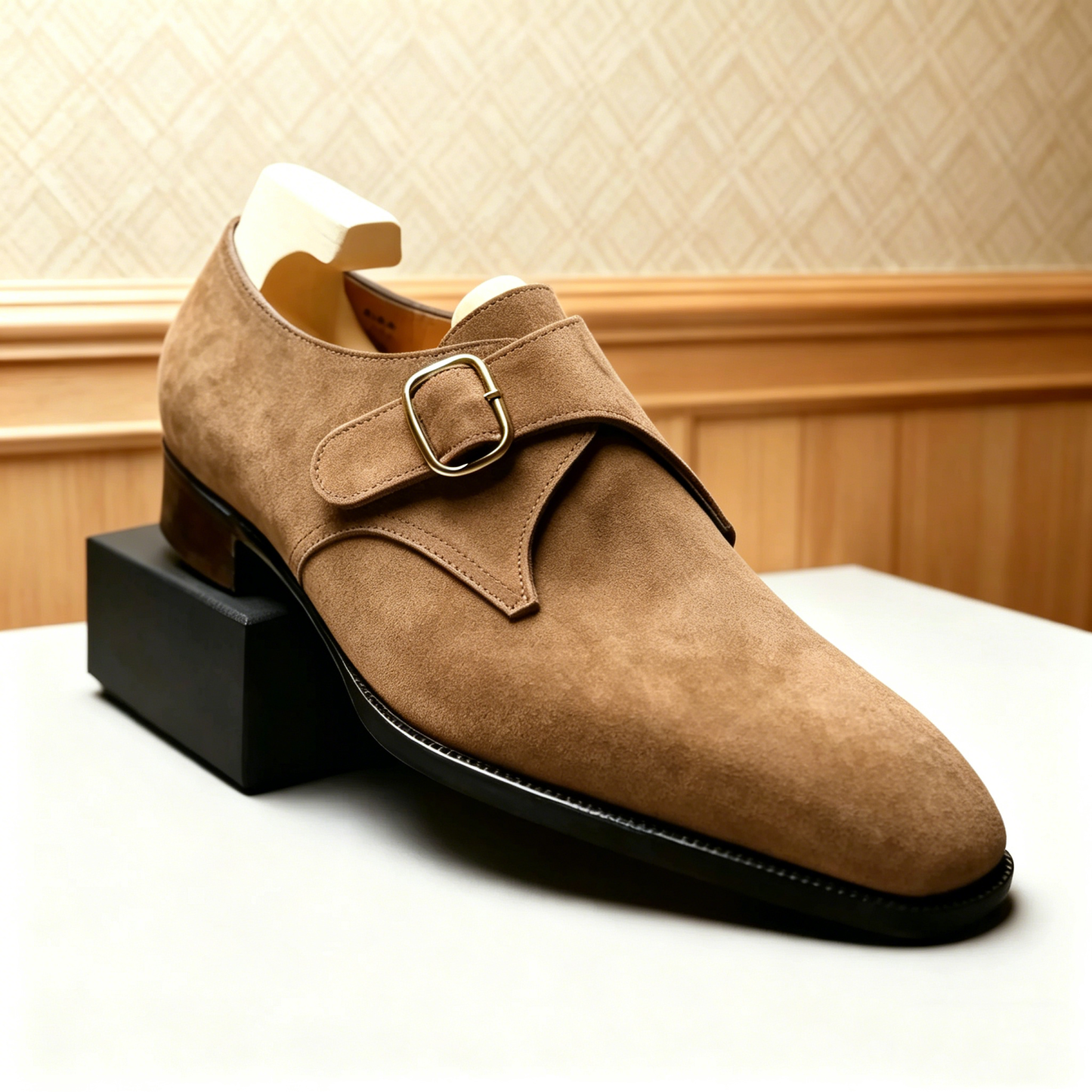 Classic Business Suede Single Monk Strap for Gentlemen
