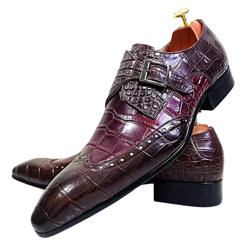 Quiet Luxury Two-Tone Exotic Monk Strap Shoes -Colinshoes