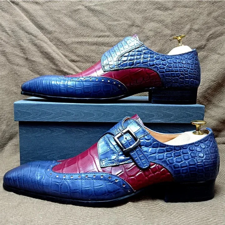 Quiet Luxury Two-Tone Exotic Monk Strap Shoes -Colinshoes