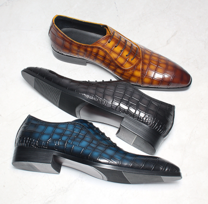 Statement Croc-Embossed Leather Oxford Shoes