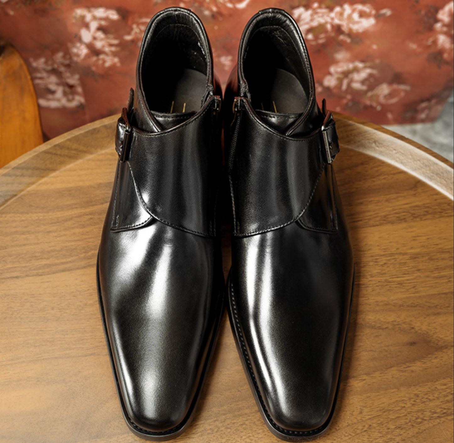 Understated Elegance Leather Monk Ankle Boots with Zippers