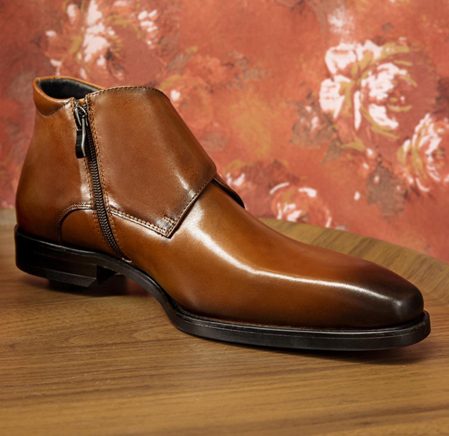 Understated Elegance Leather Monk Ankle Boots with Zippers