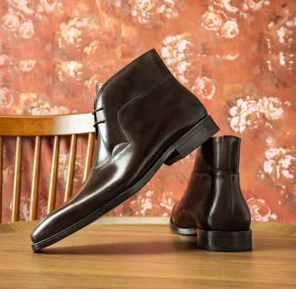 Refined Silhouette Lace-Up Ankle Boots