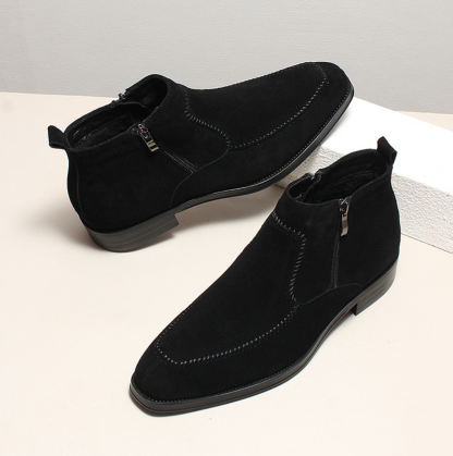 Quiet Opulence Men’s Suede Side-Zip Ankle Boots