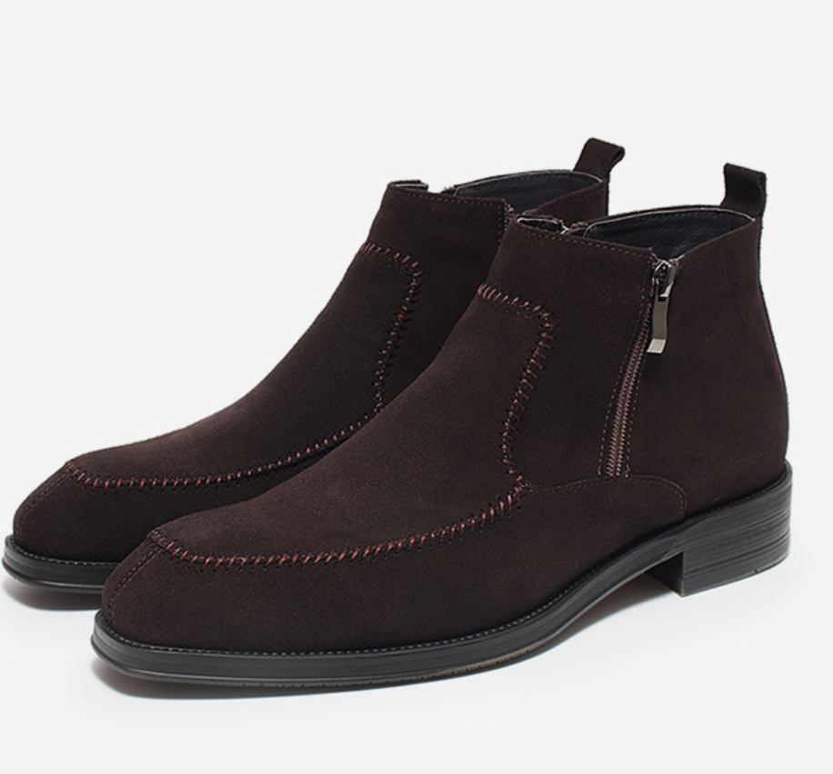Quiet Opulence Men’s Suede Side-Zip Ankle Boots