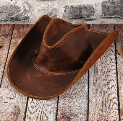 Vintage Genuine Leather Cowboy Hat