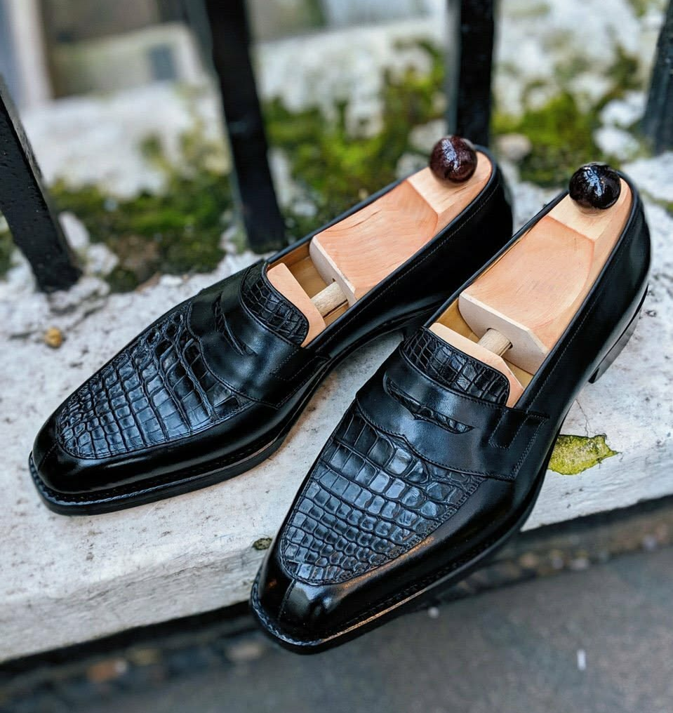 Prestige Croc Genuine Leather Penny Loafers 