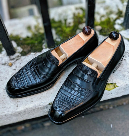 Prestige Croc Genuine Leather Penny Loafers 