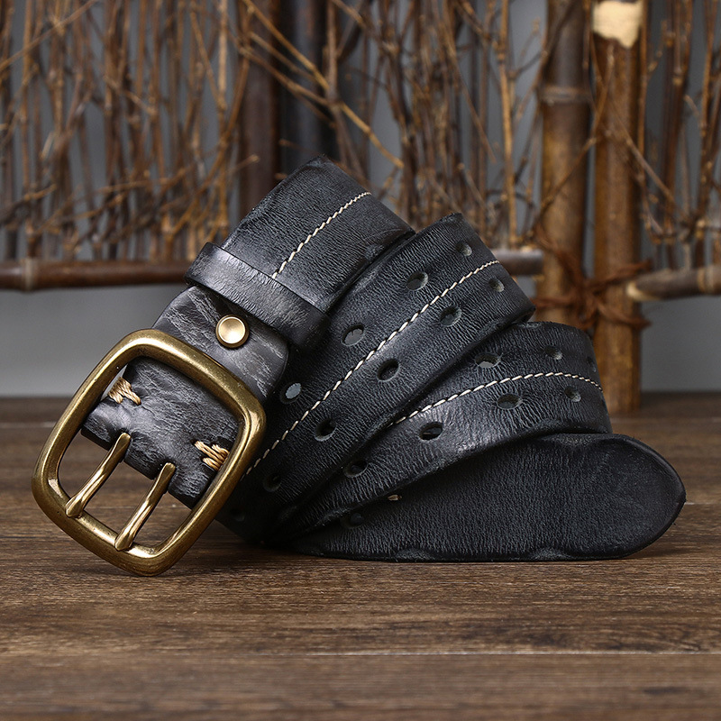 3.8cm Everyday Belt Vintage Double Prong Full Grain Leather Belt