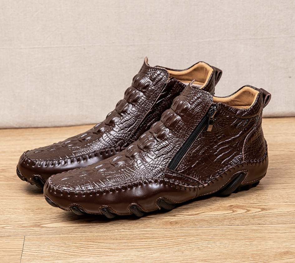 Croc-Print Lightweight Slip-resistant Ankle Boots-Colinshoes