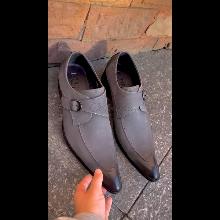 Men's Genuine Leather Pointed Toe Suede Business Shoes