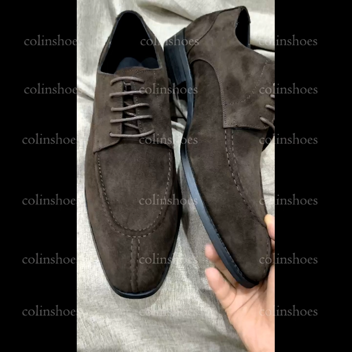 Understated Luxury Dark Brown Suede Split Toe Derby