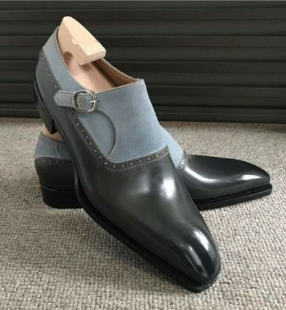 Limited Edition Leather Suede Monk Shoes-Colinshoes