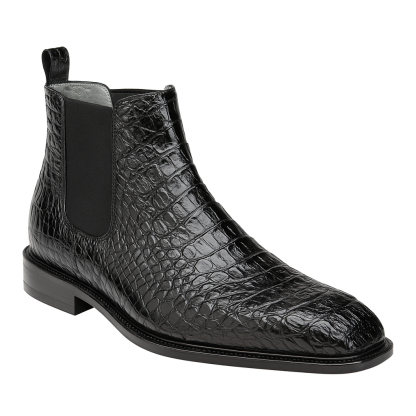 Elegant Crocodile Print Chelsea Boots In Black