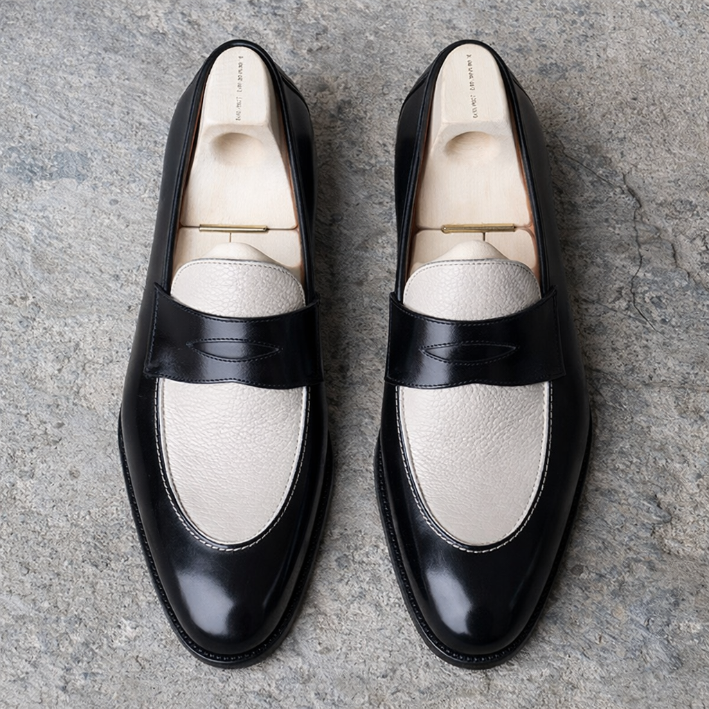 White & Black Leather Loafers – Elegant & Stylish | ColinShoes