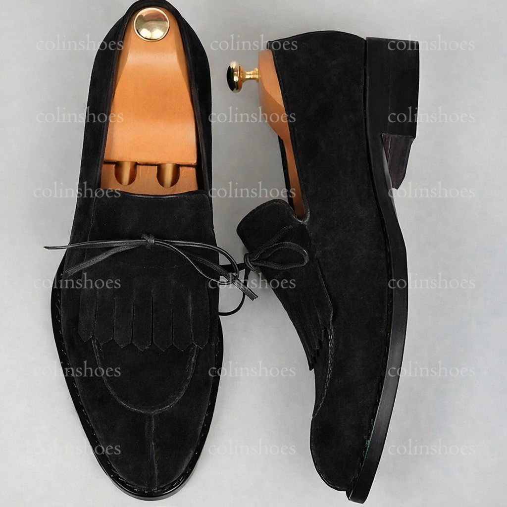 Men’s Suede Tassel Loafers | Luxury Slip-On Dress Shoes for Business & Casual | colinshoes