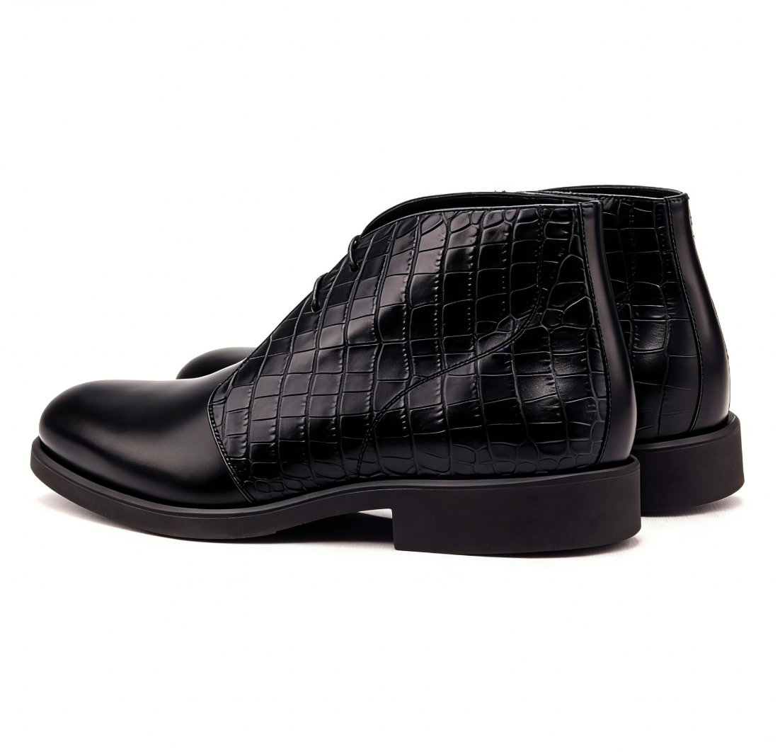 Modern Alligator Embossed Leather Chukka Boots