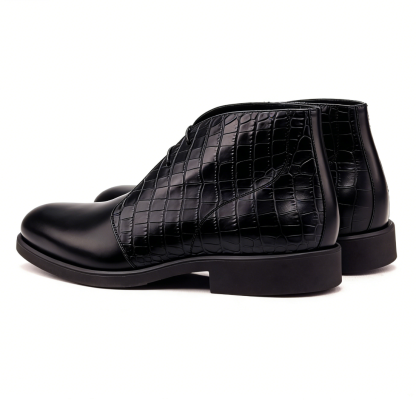 Modern Alligator Embossed Leather Chukka Boots