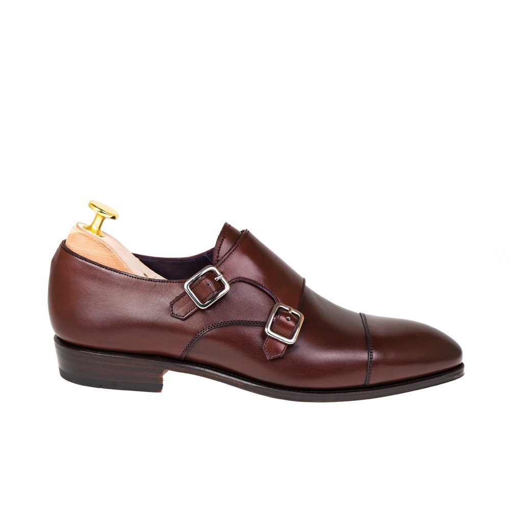 Close-up showing silver buckle and detailed stitching-Colinshoes