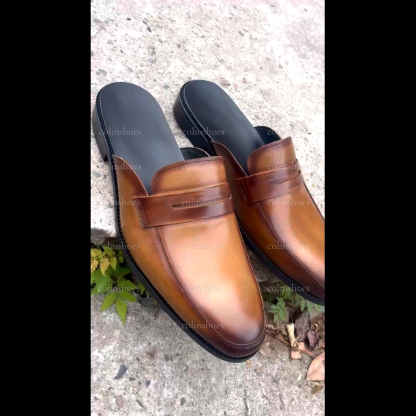 Genuine Leather Casual Point Toe Slippers