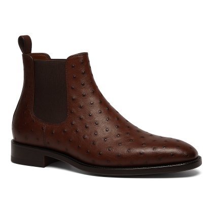 Luxury Men’s Ostrich Pattern Chelsea Boots Autumn Winter