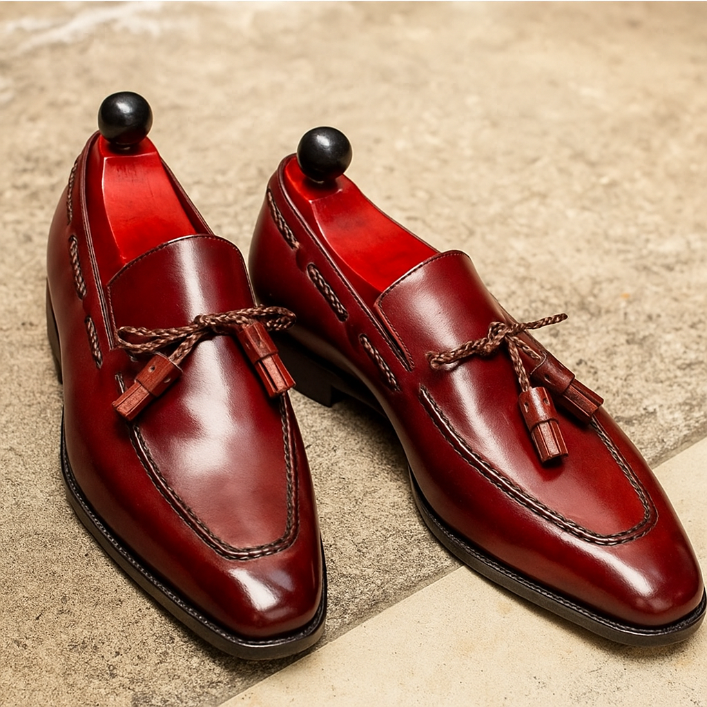 Tassel Loafers in Green Leather for Men | colinshoes