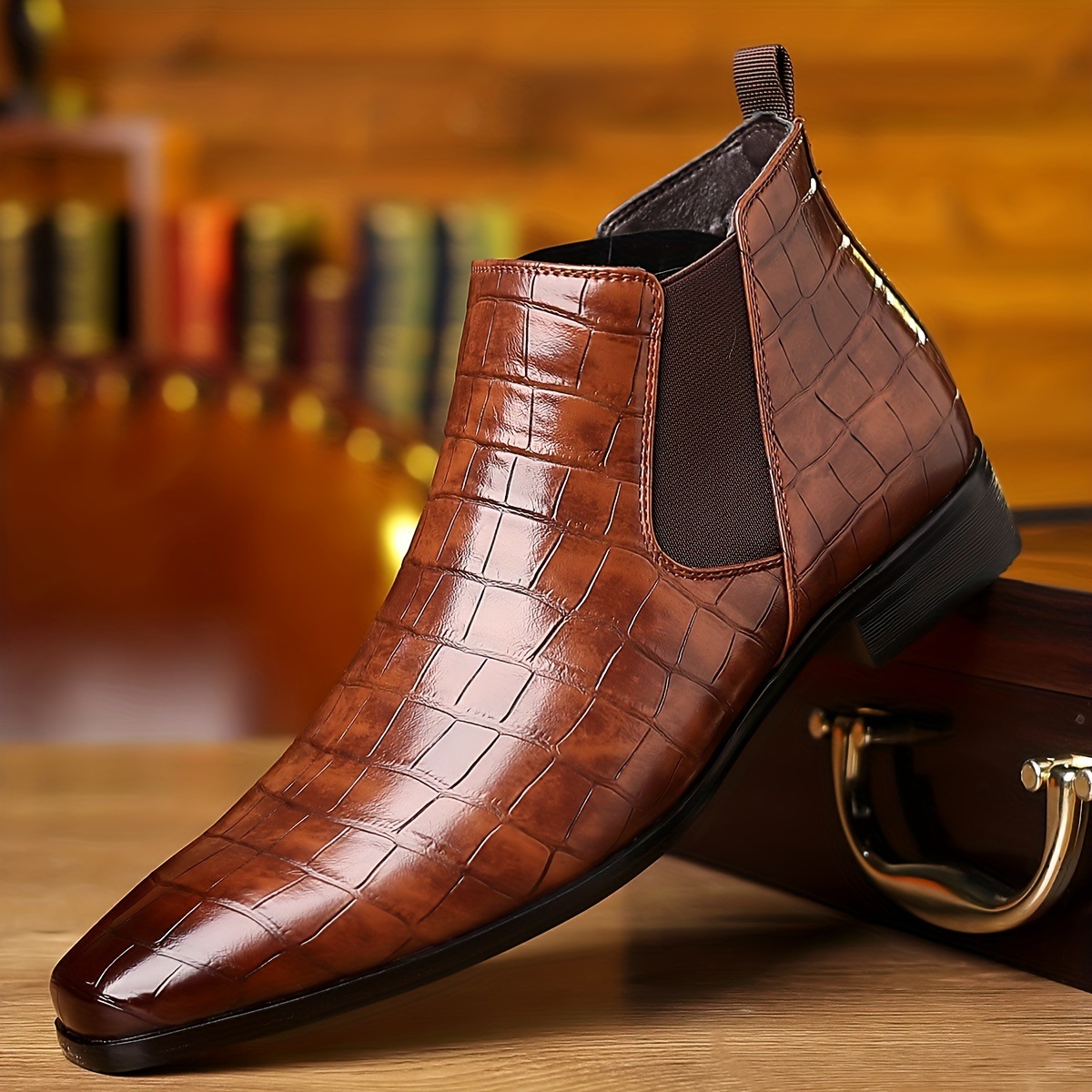 Men’s Crocodile Pattern Ankle Boots – Classic Fit | colinshoes