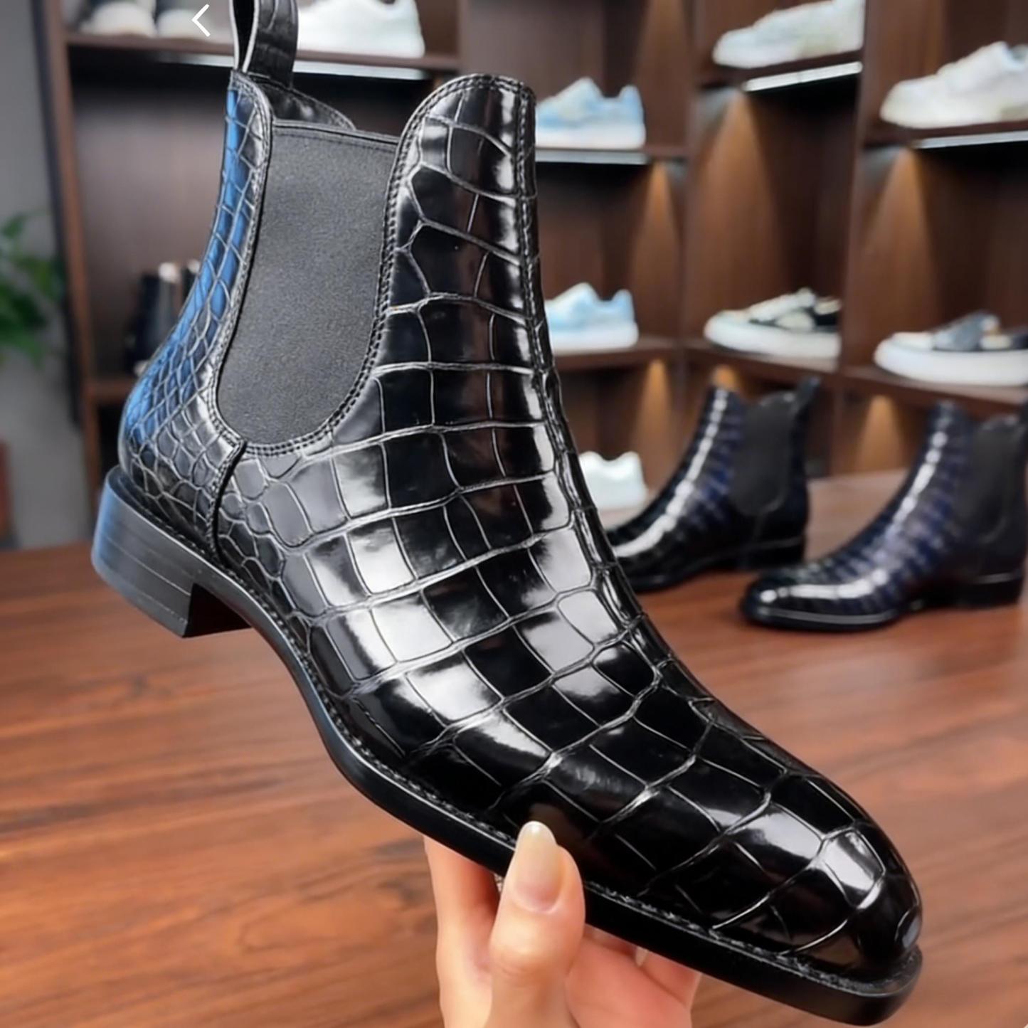 Luxury Croc-Embossed Leather Chelsea Boots | colinshoes