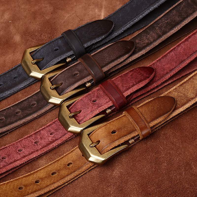 Rugged Luxury Full Grain Leather Belt with Brass Buckle