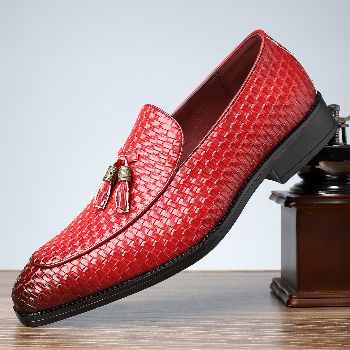 Men’s Woven Leather Tassel Loafers | Luxury Slip-On Dress Shoes | colinshoes